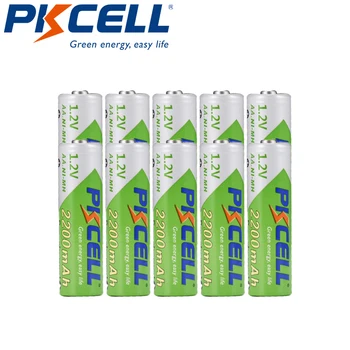 10vnt PKCELL AA Baterijos 1.2 V NI-MH iš Anksto įkrauti 2200mAh 2A NIMH Žemas Savęs-iškrauti AA Įkraunamos Baterijos Baterias Bateria