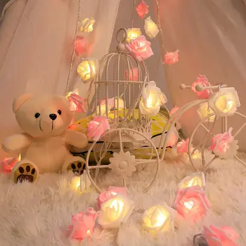 2,5 M LED Girliandą Dirbtinių Gėlių Puokštė String Žibintai, Putos, Rožių Gėlių Fėja Apšvietimas, Valentino Diena, Vestuvės, Kalėdos Dekoras