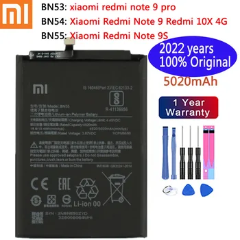 2022 Nauji 100% Originalus 5020mAh BN53 BN54 BN55 Baterija Xiaomi Redmi 9 Pastaba Pro / 9 Pastaba 5G / 10X 4G / Pastaba 9S Telefono Baterijos