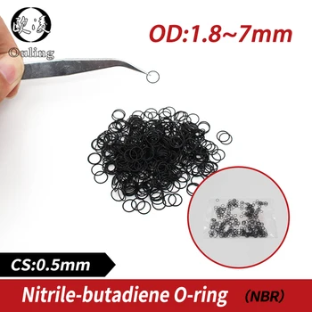 20PCS/daug Gumos Juoda NBR CS 0,5 mm storio OD1.8/2.5/2.8/3/3.5/4/4.5/5/7mm sandarinimo žiedas Tarpiklis žiūrėti vandeniui Nitrilo gumos sandarinimo žiedas