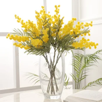 38cm Netikrą Akacijų Dirbtinės Gėlės Geltona Mimoza Purškimo Vyšnių Vaisių Filialas Vestuvių Namų Stalo Apdailos Netikrą Gėlių