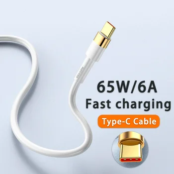 65W 6A Greito Įkrovimo USB C Tipo Kabelis USB-C Įkroviklis, Duomenų Laidas, Skirtas Xiaomi Redmi POCO 