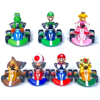 7Pcs/Set Super Mario Bros Automobilių Kūrybinio Modelio Žaislai, Super Mario figūrėlių, Žaislai, Kolekcines, Modelį, Žaislai Vaikams, Gimtadienio, Kalėdų Dovana