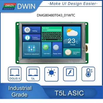 DWIN 4.3 Colių HMI LCD Moduliai 480*800 TFT Varžinio Jutiklinis Ekranas/Capacitive Pramoninės Klasės RS232/485 Ekranas DMG80480T043_01W