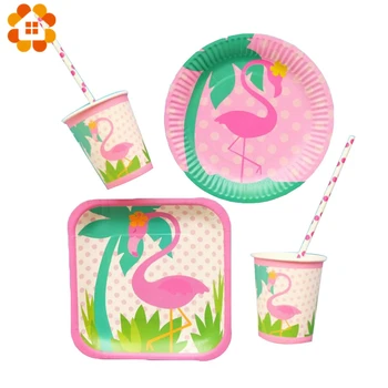 Flamingo Tema, Vienkartiniai Indai, Nustato Šampano Šalies Taurės Plokštė Šalies Prekių Vestuves/Vaikas, Gimtadienio/ Baseinas Šalis Apdaila