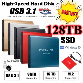 Išorinis standusis diskas USB3.1 Išorinio kietojo disko dalis bus naudojama nešiojamojo kompiuterio standusis diskas 2TB-128TBSSD Išorinį kietąjį diską hdd, usb