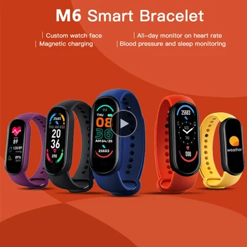 M6 Smart Watch Vyrų, Moterų Fitneso Apyrankę Tracker Širdies Ritmo Monitorius Vandeniui Sporto SmartWatch Už Xiaomi 