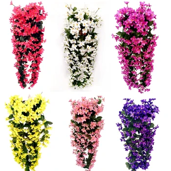 Mados Violetinė Dirbtinės Gėlės Sienos Kabo Krepšelį Gėlė, Orchidėja, Gėlių Vynuogių Namų Vestuves Gatvės Apšvietimo Apdaila