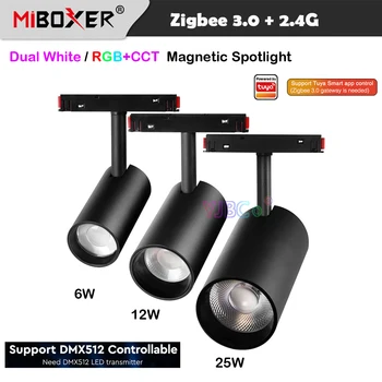 Miboxer Zigbee 3.0 6W 12W 25W RGBCCT/Dual Balta Magnetinė LED Prožektoriai, 2.4 G Nuotolinio Valdymo Tracklamp Tuya BMT Lubų Šviesos 48V