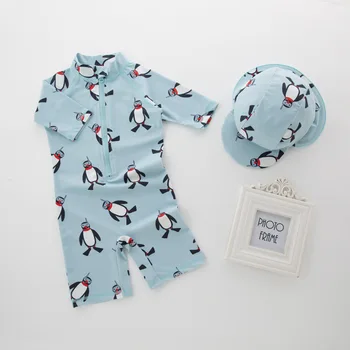 Mielas Kūdikių Berniukų maudymosi kostiumėlį su Animacinių filmų Ryklys Pingvinas Spausdinti Bamblys Maudymosi Kostiumas Vaikams maudymosi Kostiumėliai, Vienas Gabalas Plaukimo Kostiumas Vaikams