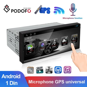 Podofo 1 Din Mikrofonas Automobilio radijo Multimedia Vaizdo Grotuvas Universalus Auto Stereo 