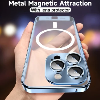 Prabanga Magnetinės Metalo Rėmas Telefono dėklas Magsafe 