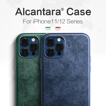 SanCore Alcantara Telefono dėklas Skirtas iPhone 12 12Pro 12ProMax 12Mini 11 Pro Max Atveju X Xs XsMax Atveju Telefono Maišelį Dangtis