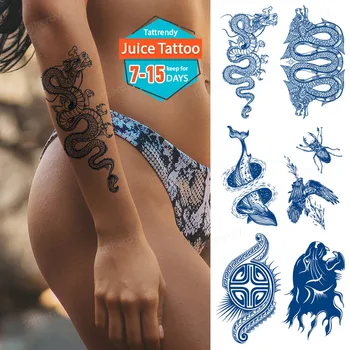 sultys rašalo tattoo mėlyna vaisių gelis, ilgalaikis, laikinas tatuiruotės dragon gėlių rodyklių star banginis anime tatuiruotė vandens perdavimo netikras