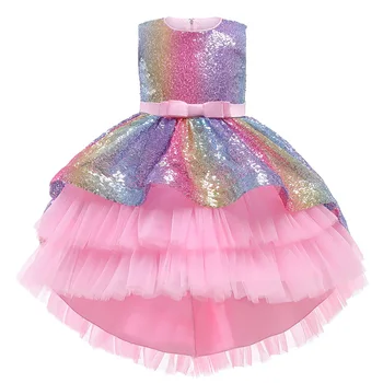 Vaivorykštė Blizgančiais Kūdikių Mergaitės Vasaros Aukštos Kokybės Akių Mados Kalėdų Little Princess Dress 2-10 Metų Vaikams Drabužių