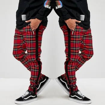 Škotijos Stiliaus Pledas Sweatpants Vyrai Gatvės Mados Kelnės Atsitiktinis Sporto Poilsiu Kelnės