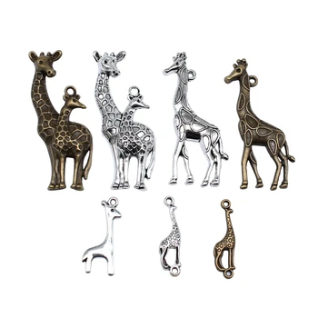 10vnt Pakabukai Žirafa, Elnias Antikvariniai Priėmimo Pakabukas Fit Derliaus Tibeto Sidabro Spalvos 
