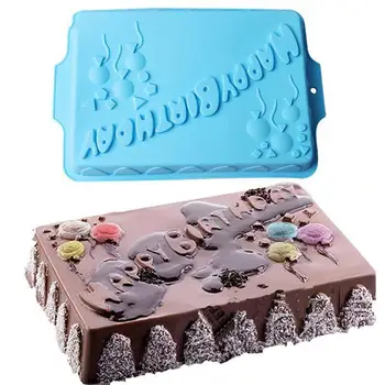 1PC Didelis Stačiakampis Silikono Torto Formą su Gimtadieniu Kepimo Šokolado, Minkštas Universalus Minkštas Visos Slapukas Blynai 