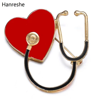 2 Stilius Širdies formos Stetoskopas Sagė Meilė Širdies Emalio Pin Ligoninės Gydytojų Ir Slaugytojų, Medicinos Papuošalai Atvartas Smeigtukai Ženklelis