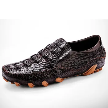 2019 Naują atsitiktinis vyriški Batai Britų Dermos Krokodilas Verslo vyriški Batai tikrai genunine odiniai batai didelio dydžio, juodi batai