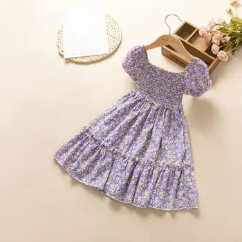 2022 m. Vasaros Vaikų Mėlyna Gėlė Mielas Suknelė Bamblys Mergina Prabangių Suknelių Bamblys Merginos Baby Girl korėjos vaikiški Drabužiai