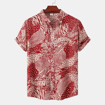 2022 vyriški trumpomis Rankovėmis Marškinėliai Europos ir Amerikos Didelio Dydžio Havajų Marškinėliai vyriški Paplūdimio Gėlių Marškiniai vyriški Marškiniai