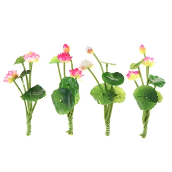 27cm Dirbtinės Gėlės, Tikroviški Vandens Lelija Micro Kraštovaizdžio Ilgas Lotus Mišrios Spalvos, Vestuvių Tvenkinys, Sodas Padirbtų Augalų Apdaila
