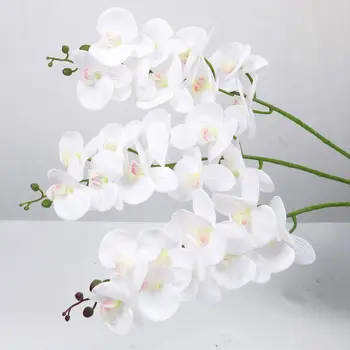 3PCS 9 Vadovai Baltos Orchidėjos, Dirbtinės Gėlės Nekilnojamojo Touch Phalaenopsis Ūgio Dirbtiniais Gėlių Susitarimas dėl Buveinės Šalis, Vestuvių Dekoras