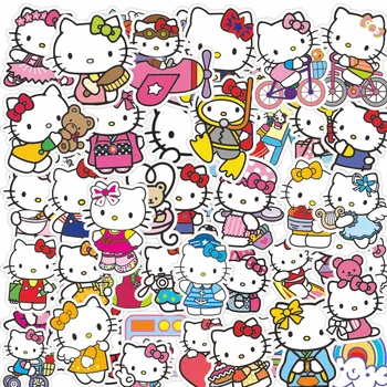 50pcs Hello Kitty Lipdukų Vertus Sąskaitą Gitara Riedlentė Grafiti Lipdukas Mielas Lipdukas Pack Sanrio Anime Lipdukai, Nešiojamas Odos