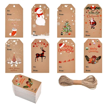 50pcs Linksmų Kalėdų Žymos Kraft Popieriaus Kortelės, Dovanų Etiketės 