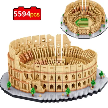 5594pcs Blokai Pasaulio Architektūros Italija Koliziejus 3D Modelį 