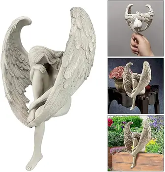 Angel Wing Dekoro Lauko Statulos Kieme už Kiemo Veranda Kieme,Išpirkimo Angelo Skulptūra Dervos Skausmingi Deivė