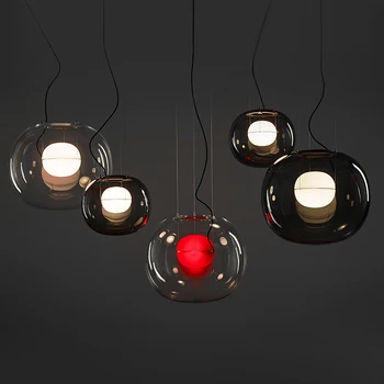 BROKIS DIDELIS VIENAS Dizaineris stiklo sieniniai šviestuvai postmodernaus raudonas pakabukas šviesos Virtuvė Paprasta namų interjero kabinti valgomasis apšvietimas