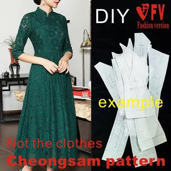 Didelis sūpynės cheongsam modelis moterų nėrinių suknelė 1:1 drabužio siuvimo struktūra brėžinys BQP-38