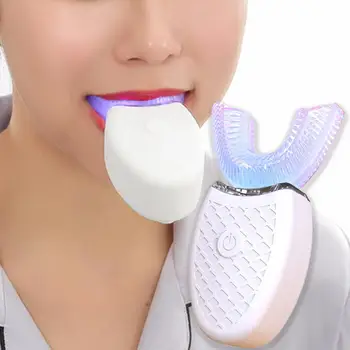 Elektriniai dantų Šepetėlis U-Formos Ultragarsinis Silikono 360 Laipsnių Automatinė Mėlynos Šviesos dantų šepetėlį Naudoti Namuose