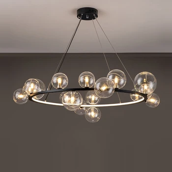 g9 LED Art Deco Stiklo Aukso Burbulas Apvalus Juodas Dizaineris Pakabos Šviestuvas Lampen Sieniniai šviestuvai.Pakabukas šviesos Fojė