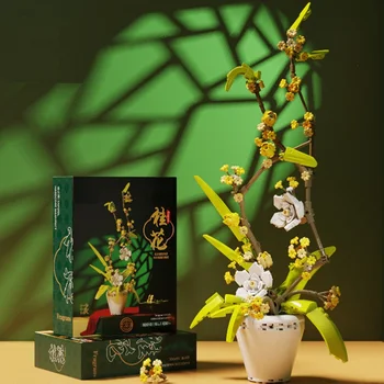 Pastato Blokas Gėlė Orchidėja Serijos Bonsai Mergina Statyti Žaislas Gėlės Suaugusiųjų Gėlių Kompozicijų Asamblėjos Žaislai, Dovanos, Aromaterapija