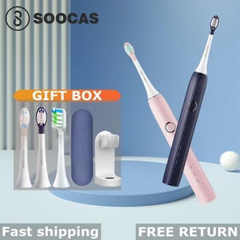SOOCAS V1 Sonic Elektros dantų šepetėlį USB Įkrovimo IPX7 Waterproor Suaugusiųjų Smart Dantų Šepetėliu Su Pakeitimo Galvos,Travle Dėžutę