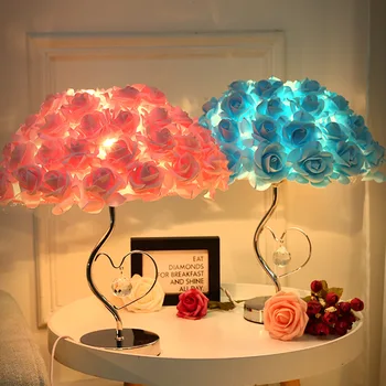 Šiuolaikinių vestuvių dekoravimas stalo lempa Valentino Dienos Dovana, santuokos miegamasis naktiniai staleliai, stalinės lempos kūrybos Rožės gėlių šviesos WF1024
